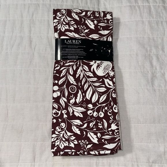 LRL Burgundy White Ivory Plaid Berry Terrycloth Cotton Dish Kitchen Towels - Picture 2 of 8